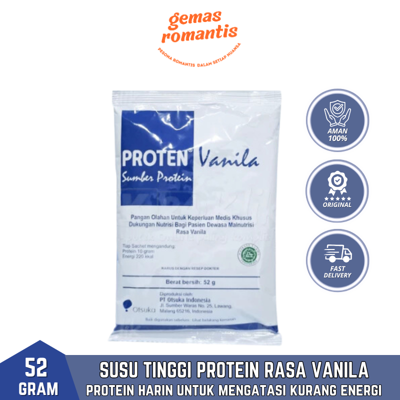 

Susu Proten Tinggi Protein Rasa Vanila 1 Sachet isi 52 Gram