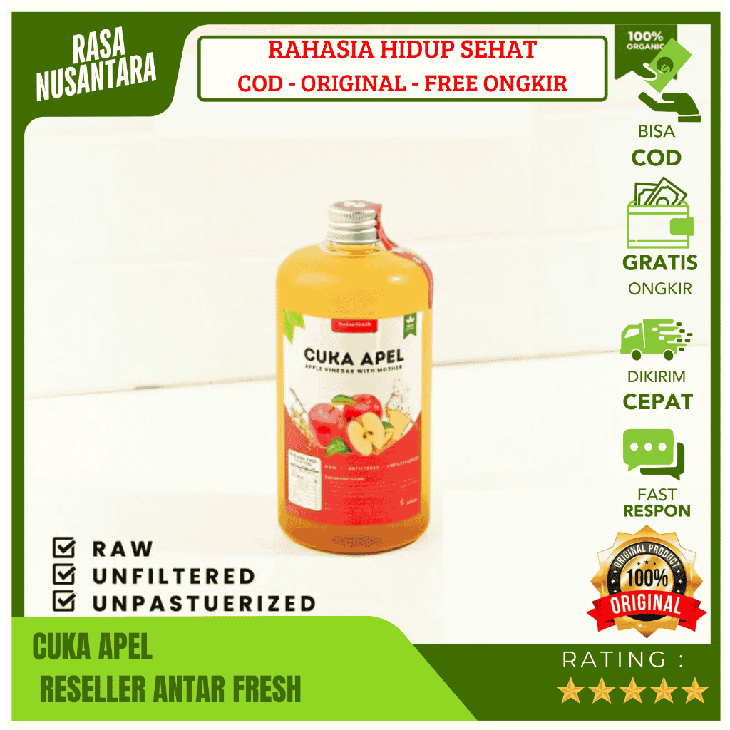 

CUKA APEL ORIGINAL ANTAR FRESH (FREE ONGKIR) CUKA APEL 250ML,500ML,1L UNTUK KESEHATAN & DIET CUKA APEL TAHESTA PREMIUM CUKA APEL VINEGER WITH MOTHER ORGANIK TANPA CAMPURAN BUKAN BEST MONEY