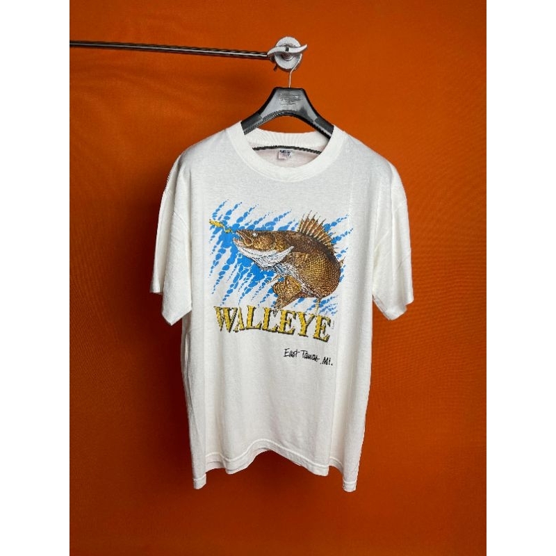 Kaos Vintage Art Ikan Tag Murina Walleye East Tawas