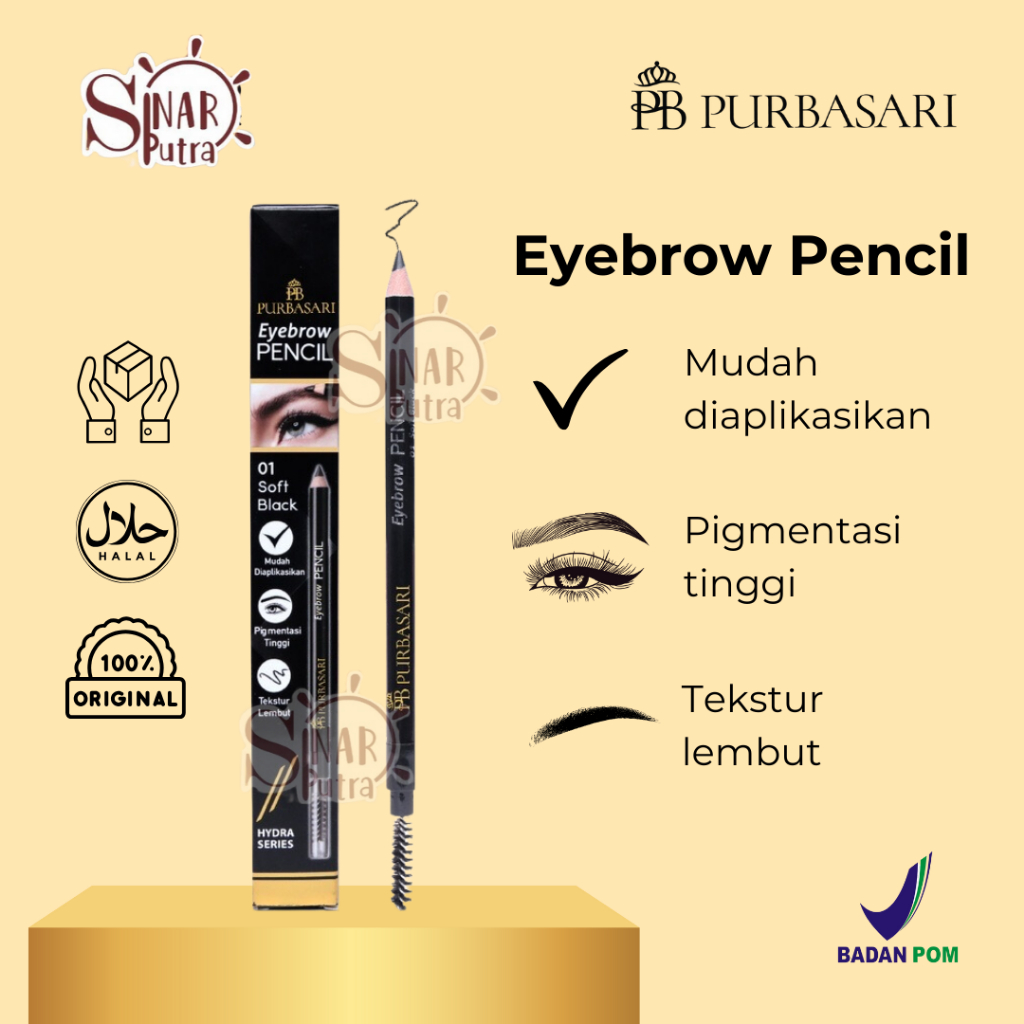 Purbasari Eyebrow Pencil Hydra Series | Pensil Alis | Pensil Alis Tahan Lama