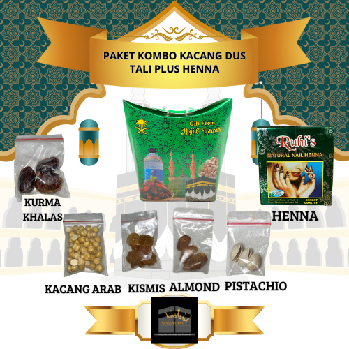 

OLEH-OLEH HAJI DAN UMROH PAKET KOMBO KACANG DUS TALI PLUS HENNA