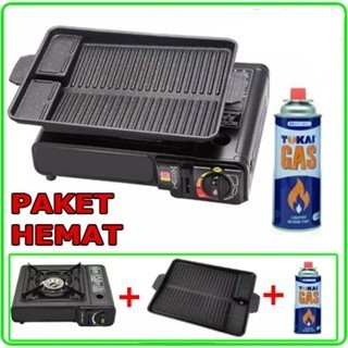 Kompor Gas Portable 2 In 1 Kompor Portable Tungku Gas Paket Grill Portable