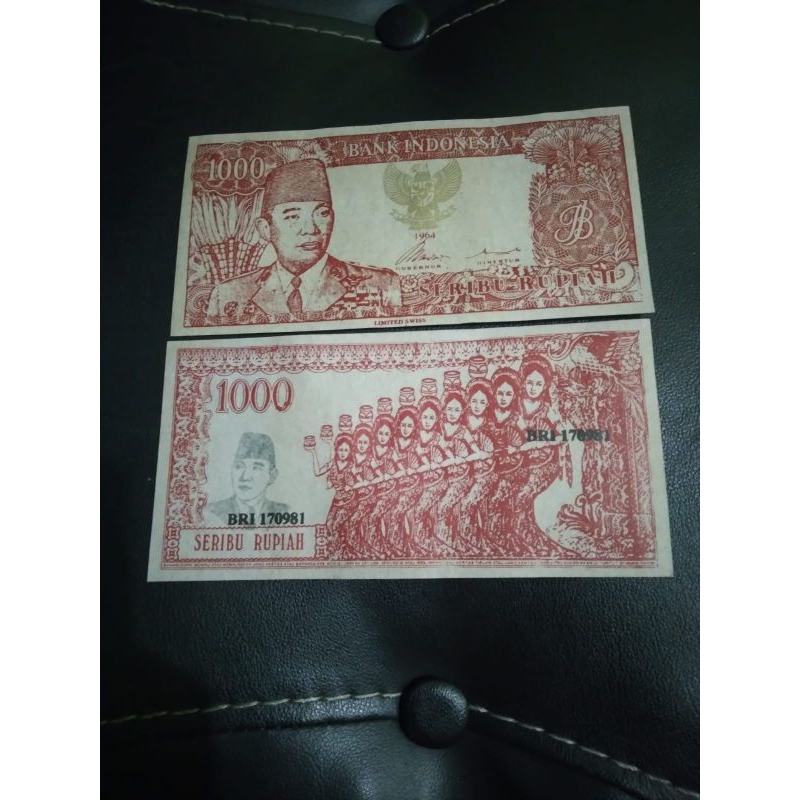 uang 1000 soekarno souvenir melengkung 1964