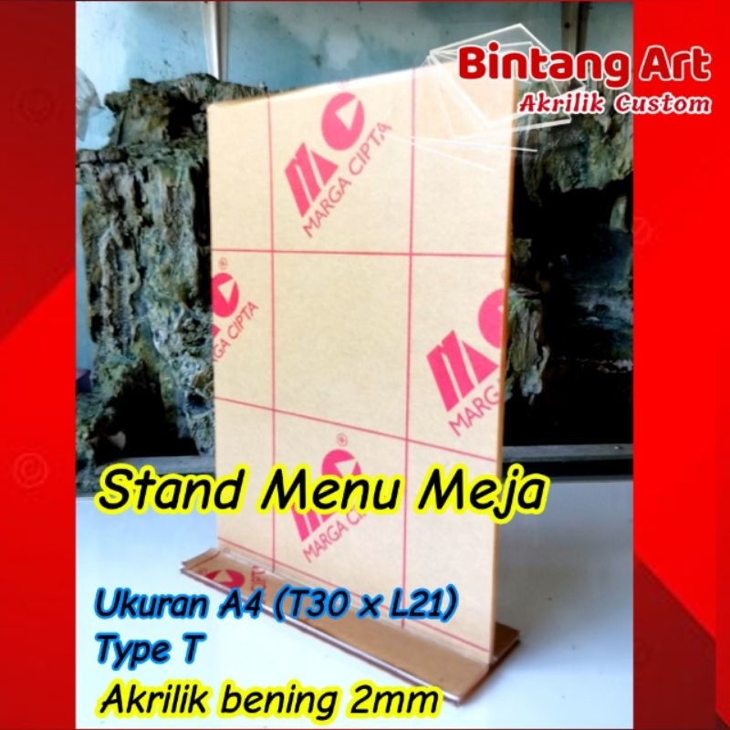 

Stand Menu meja akrilik A4 (T30cm x L21cm)