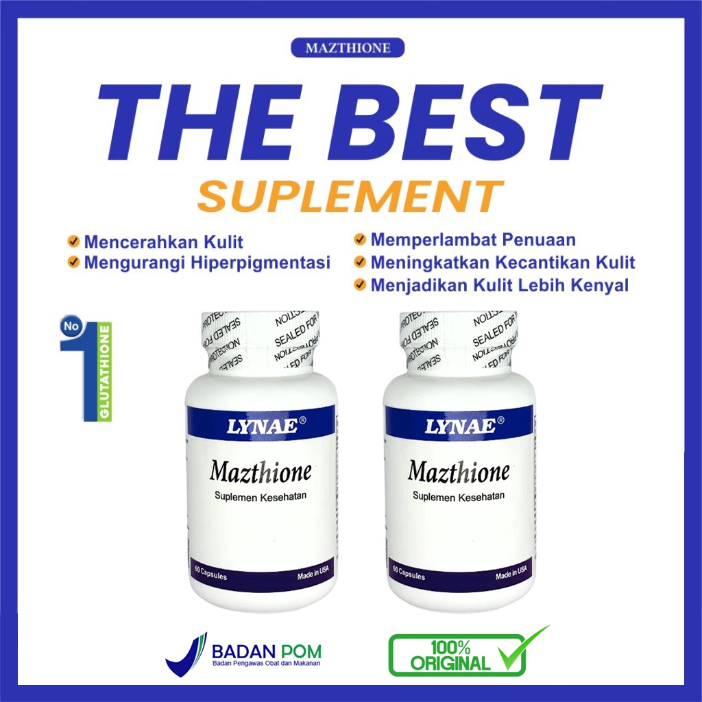 Original Mazthione Glutathione Suplemen pemutih whitening isi 15 30 60 kapsul - BPOM