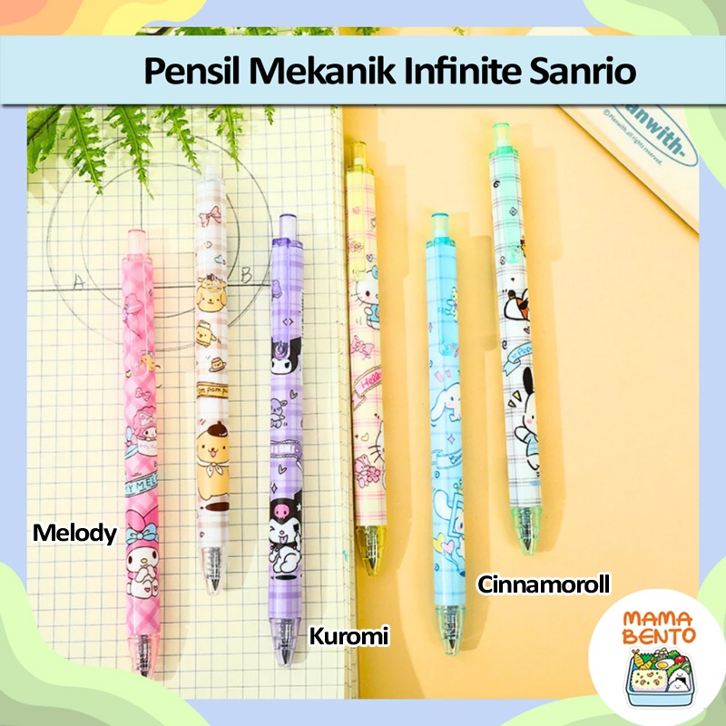 

Pensil Mekanik Cetek Infinite Sanrio Kuromi Cinnamoroll Melody Cantik Imut Lucu Tebal Bahan Premium Cetakan Warna Terang Vibrant dan Bagus untuk anak sekolah PAUD Preschool TK SD