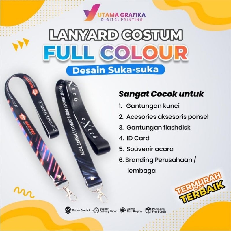 

LANYARD ID CARD CUSTOM 2 CM 2 SISI/CETAK LANYARD PRINTING SUBLIM/CETAK TALI LANYARD ID CARD/GANTUNGAN ID CARD DESAIN SUKA SUKA