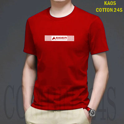 Baju Kaos T-shriT Cotton Combed 24s Lengan Pendek  Unisex Pria/Wanita - Putih /Atasan EIger