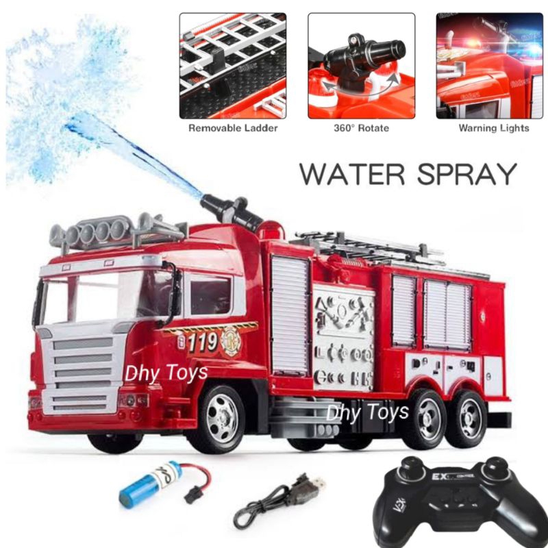 Mainan Mobil Remot Control Rc Pemadam Kebakaran Damkar Semprot Air Suara Sirine Rc Damkar Pemadam La