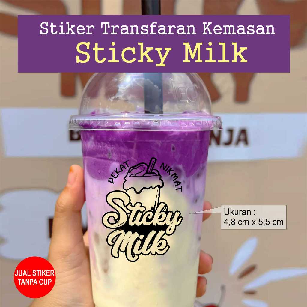 

100 Pcs Stiker Kemasan Sticky Milk Bahan Transfaran