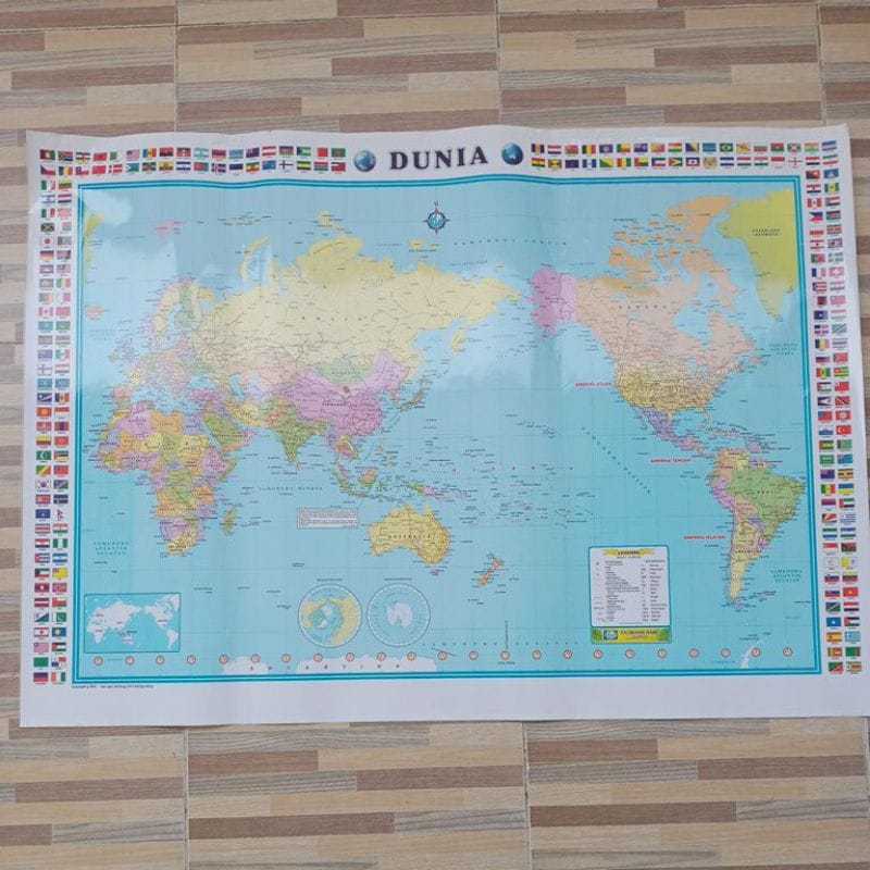 

Peta lembaran dunia uk. 102x72 tanpa bingkai laminasi glossy edisi terbaru 2023