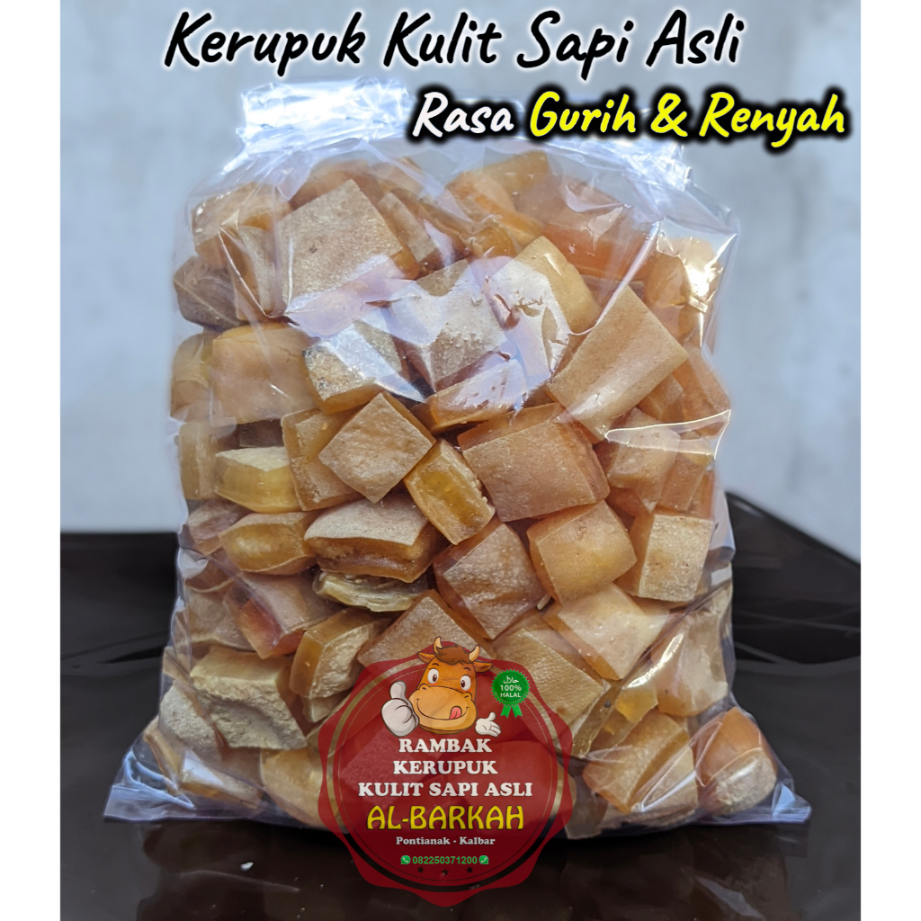 

Kerupuk Kulit Sapi Asli / Rambak / Jangek Al-Barkah (Mentah)
