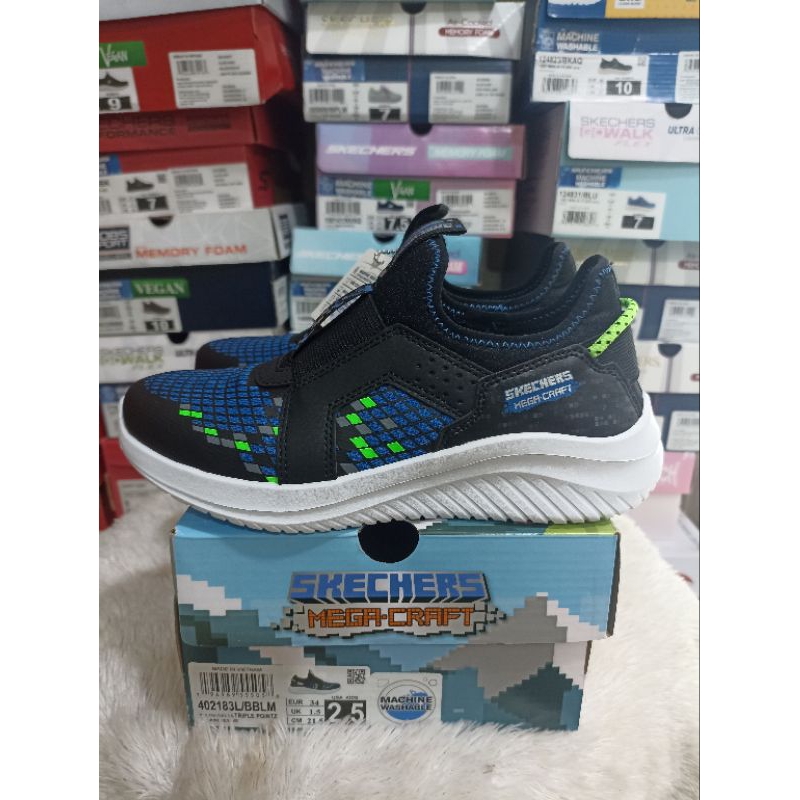 Sepatu Original Skechers Mega Craft Kids 402183L/BBLM Black/Blue