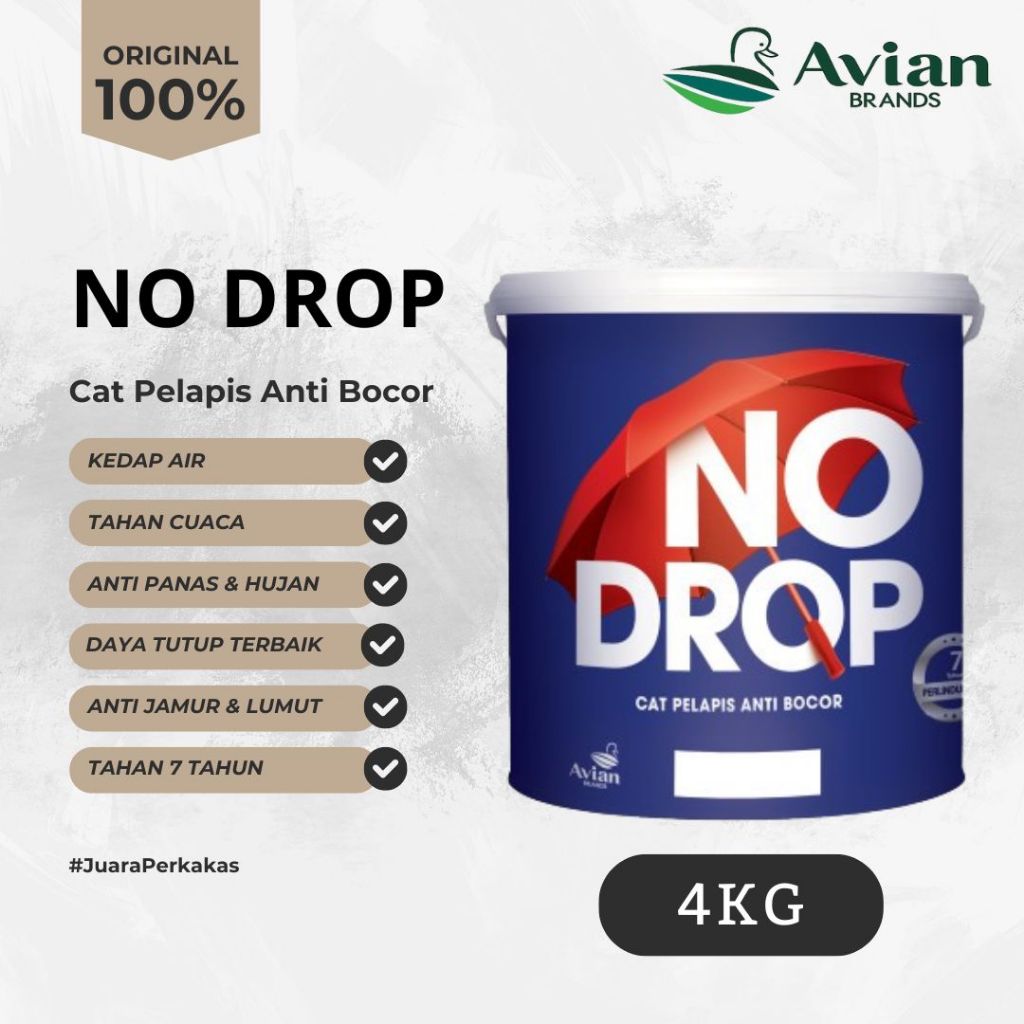 [TERMURAH] NO DROP Nodrop Cat Tembok No Drop Kemasan 4 Kg Cat Pelapis Anti Bocor Warna Lengkap
