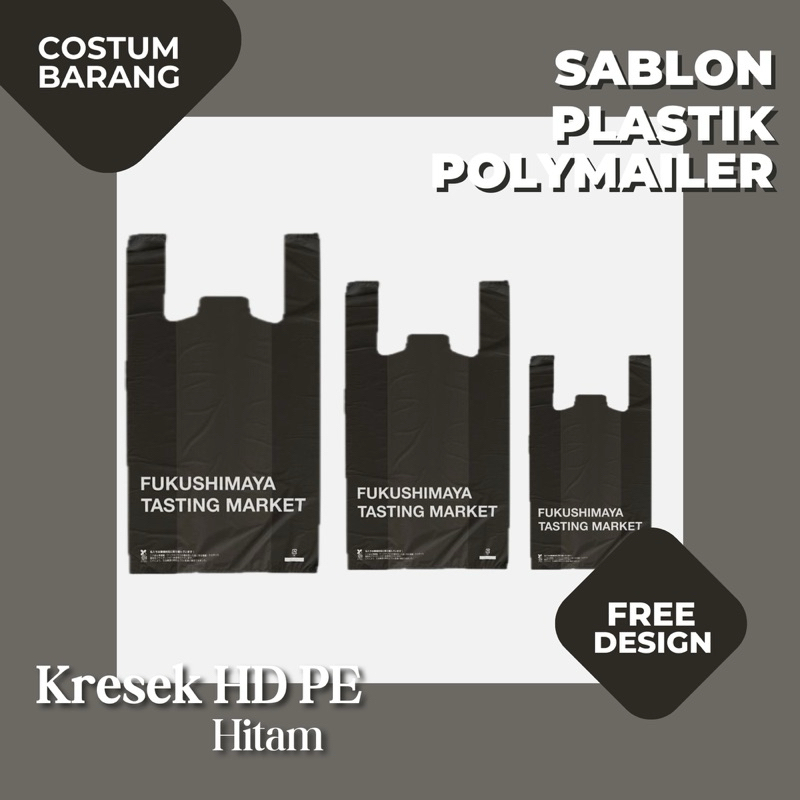 COSTUM SABLON KANTONG PLASTIK KRESEK HDPE HITAM TEBAL 30 MICRON PREMIUM