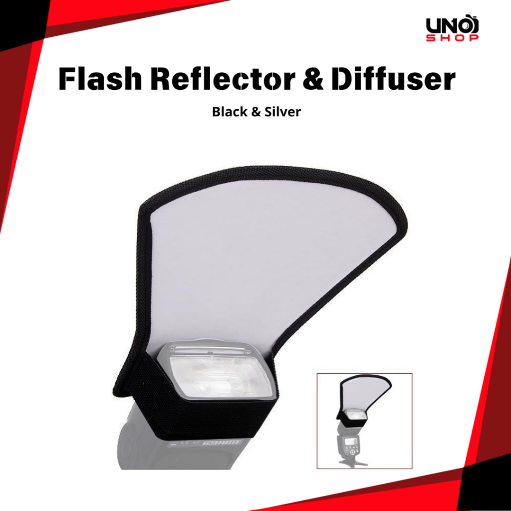 2in1 Universal External Flash Reflector & Diffuser - Silver/White