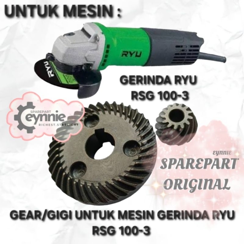 GEAR MESIN GERINDA RSG100-3 RSG 100 - 3 ORIGINAL GIGI NANAS MESIN GERINDA RYU RSG100-3 ORIGINAL
