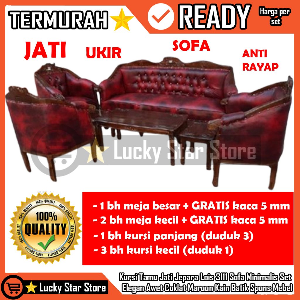 [Instant] Kursi Tamu Sofa Jati Jepara Set Lois 3111 Elegan Klasik Minimalis Santai Kayu Jatii Nyaman