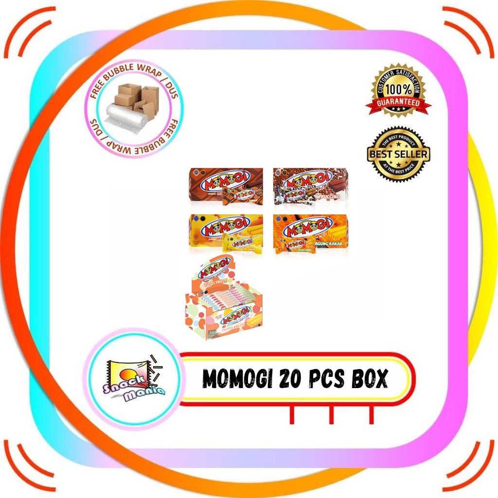 

Momogi Snack Stick BOX Cappucino Keju Jagung Bakar Tutti Frutti ~ 20 pcs