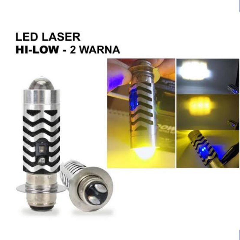 Lampu Motor Led Laser H6 2 Warna Ac Dc Dop Laser Led 2 Warna Bohlamp h6