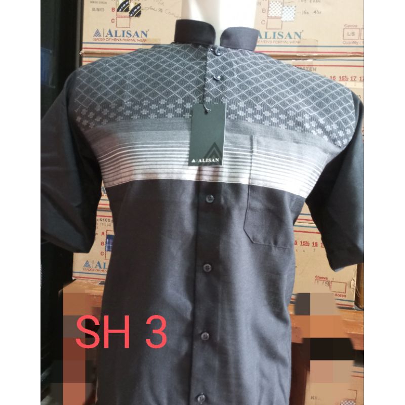 koko Alisan lengan pendek, kemeja Koko kerah Shanghai lengan pendek