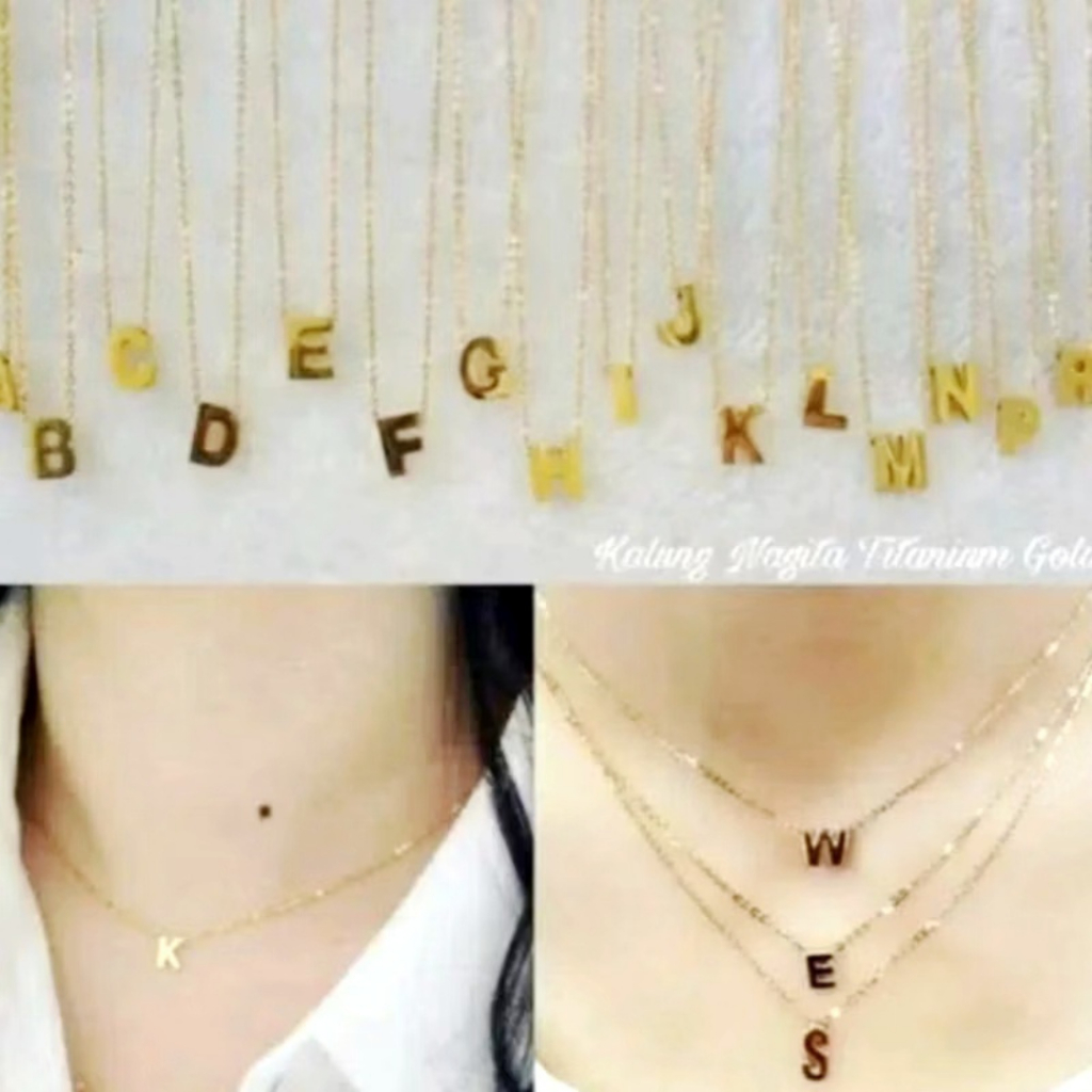 QDD Kalung titanium inisial huruf kualitas terbaik / Kalung huruf nagita titanium / Kalung inisial h