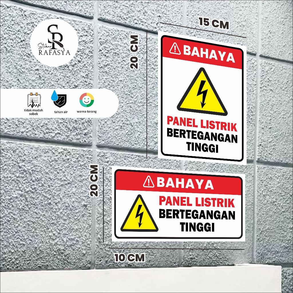 

STIKER BAHAYA PANEL LISTRIK BERTENAGA TINGGI Ukuran 20x10CM dan 20x30cm + Dilaminasi Glosy
