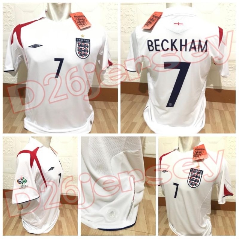 Jersey RETRO IngGeERisS Home 2006 + Cetak Nama Nameset BECKHAM 7 / Custom Font RETRO OFFICIAL + Patc