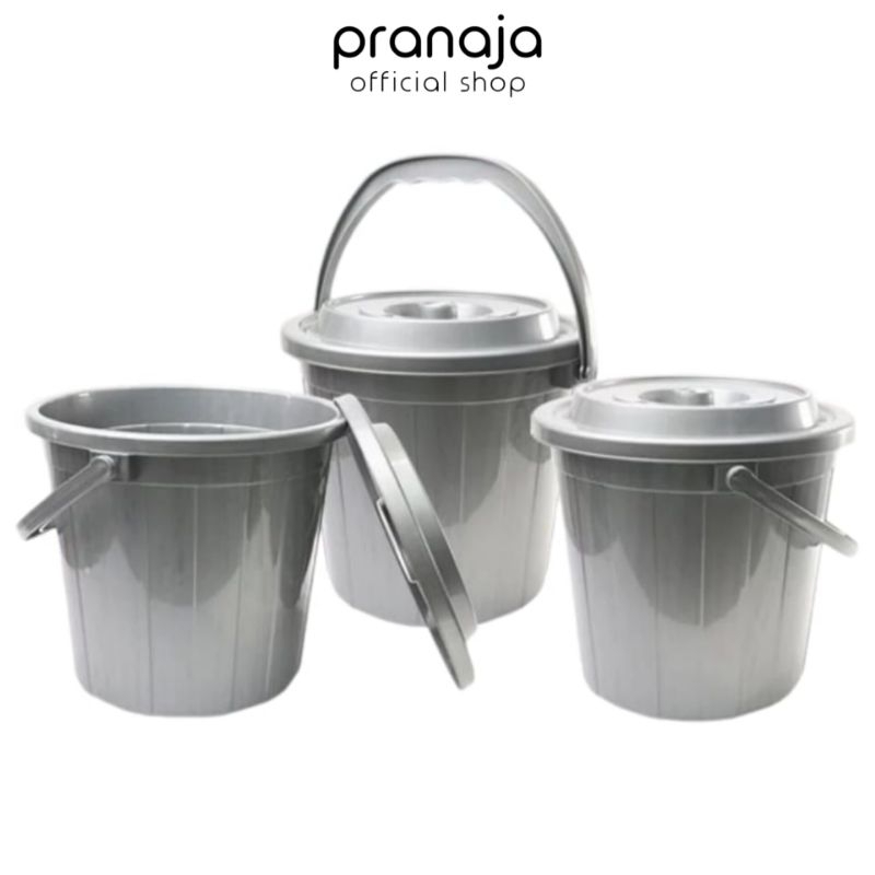 Ember Plastik Silver dengan Tutup Ember Air Tebal Besar Ember Mandi Cuci Bak Kamar Mandi