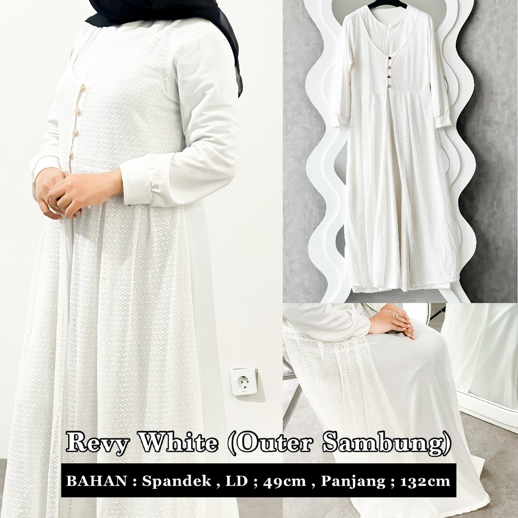 Revy Maxi Dress White (Outer Sambung) Jubah Gaun Muslimah Putih Busui Friendly