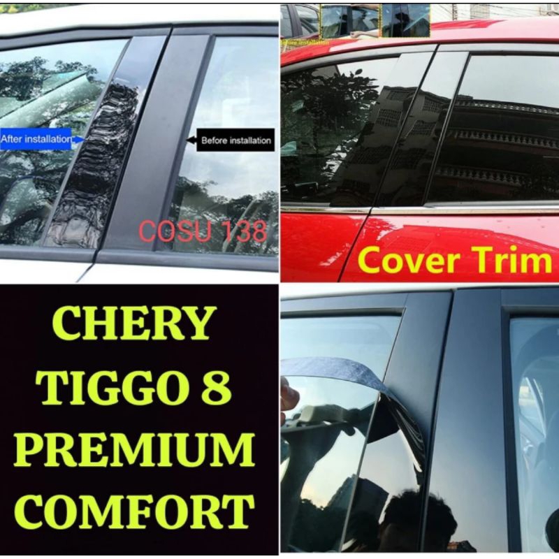 

Sticker Stiker PVC Pintu Pilar Jendela Hitam Piano Black Glossy Chery Tiggo 8 Premium Comfort