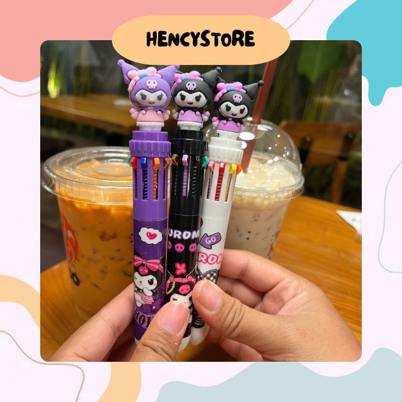 

(HencyStore) PULPEN MEKANIK KARAKTER KUROMI 10 WARNA TINTA KARAKTER 3D / PULPEN 10 WARNA MOTIF KUROMI