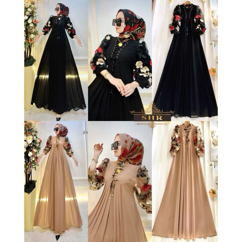 COD NEW MAXI DRES RAMPING FLOWER & SALUR LIST BAHAN WOLPISS PRINTING BB LD 106-108 / PB 140 ORI SHR 