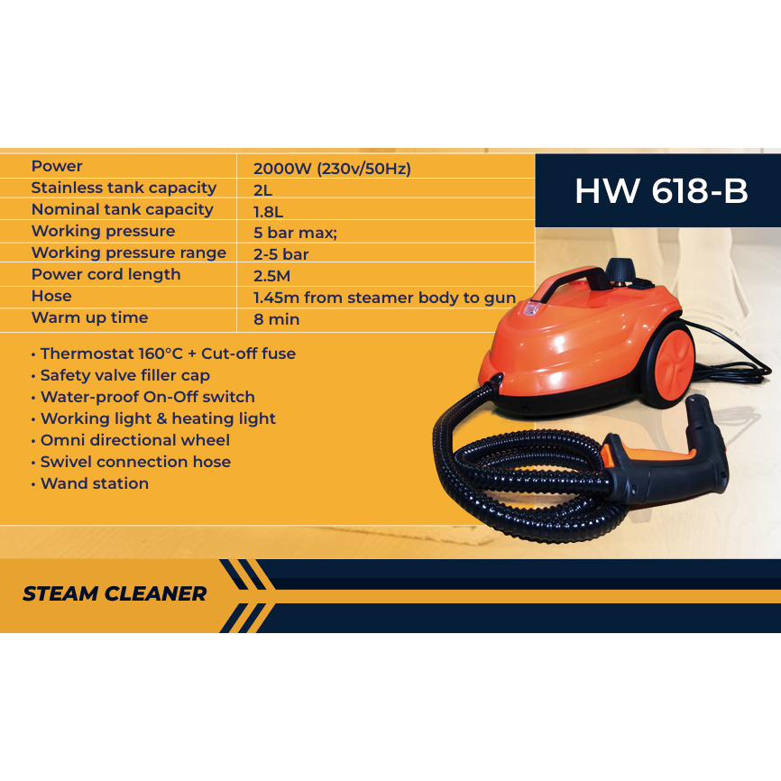 ALAT PEMBERSIH UAP STEAM CLEANER HW618-B