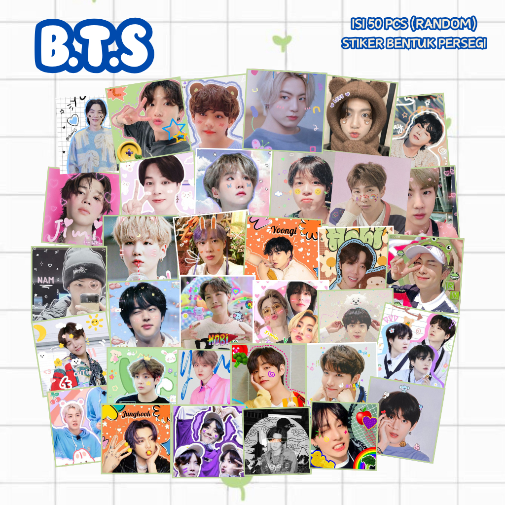 

(50 PCS) STIKER PERSEGI POLAROID BTS | STICKER DECO BTS AESTHETIC