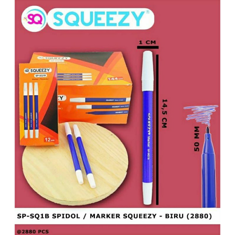 

1 DZN Spidol / Marker SQUEEZY / Spidol kecil murah SQUEEZY Biru dan Merah