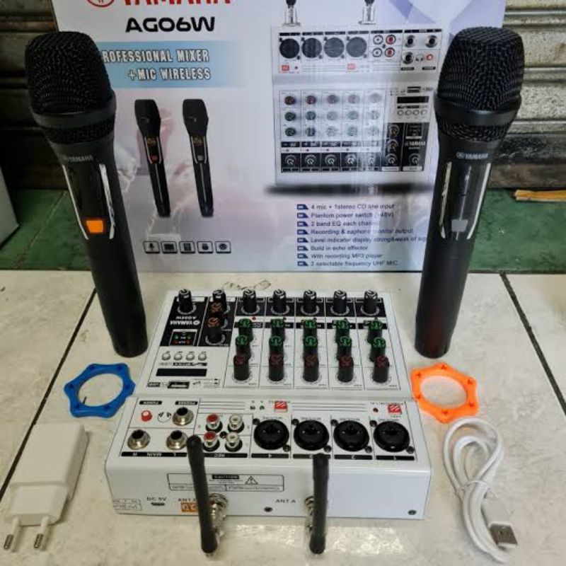 MIXER AUDIO YAMAHA AG06W PLUS 2 MIC WIRLEES BLUETOOTH MP3 MIXER 6 CHANNEL AG06W