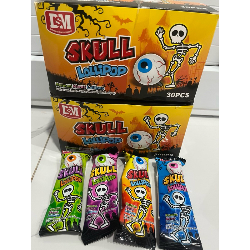 

( Isi 30 pcs /box) SKULL LOLLIPOP PERMEN