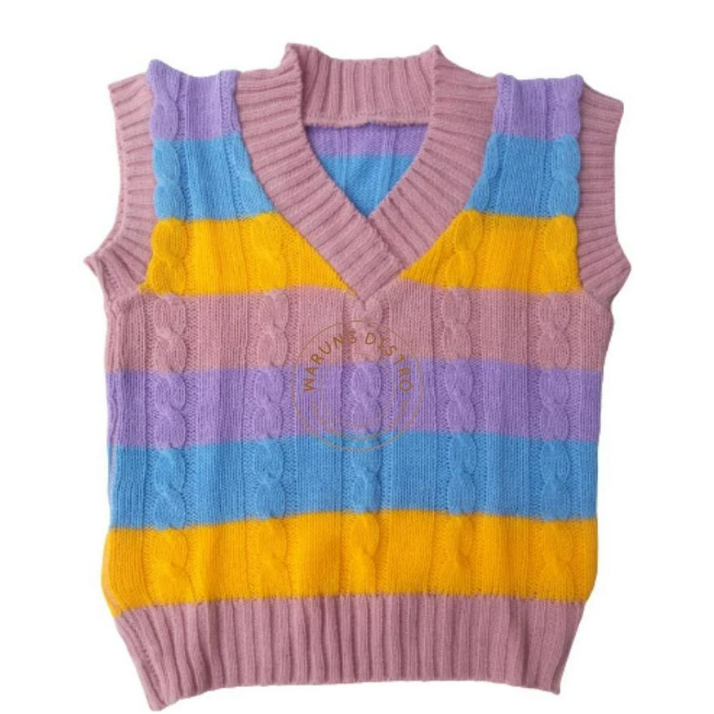 Rompi rajut anak perempuan rainbow vest