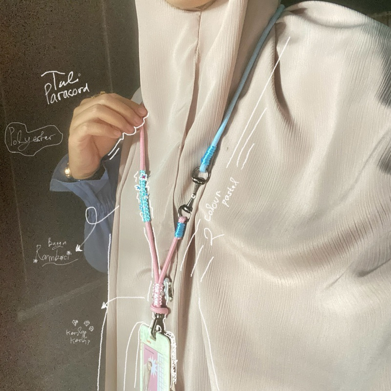 

Tali ID Card Paracord Polyester Lanyard Strap phone Tali Kamera Name Tag