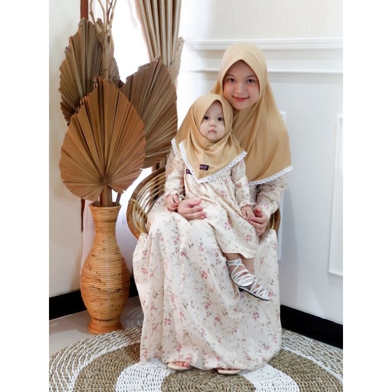 Gamis Couple ibu dan Anak Katun Jepang Salsabilla / Gamis Bayi Perempuan Salsabila gamis lebaran