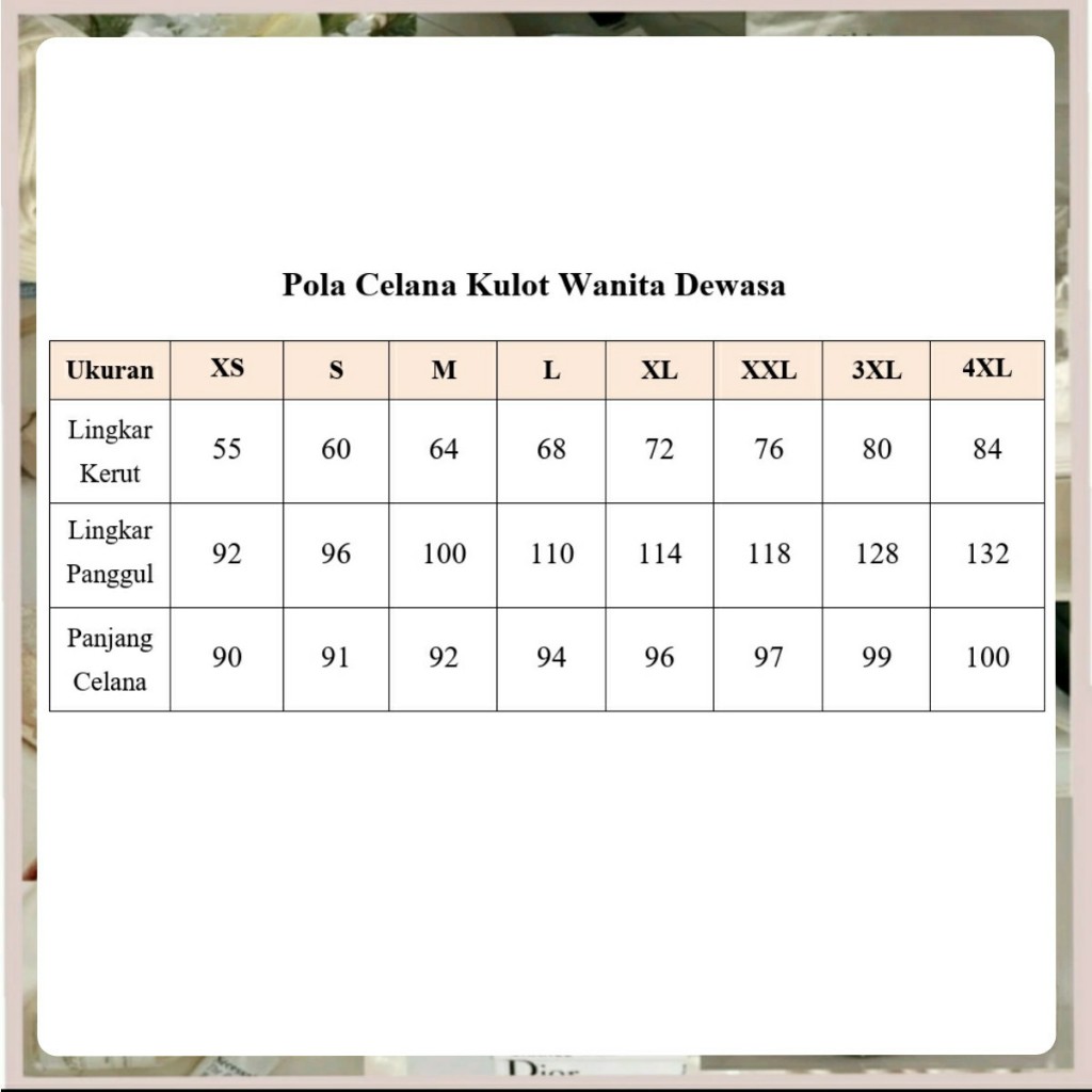 Partenzil Pola Celana Kulot Dewasa Pola Kulot Pola Jiplak Pola Jahit