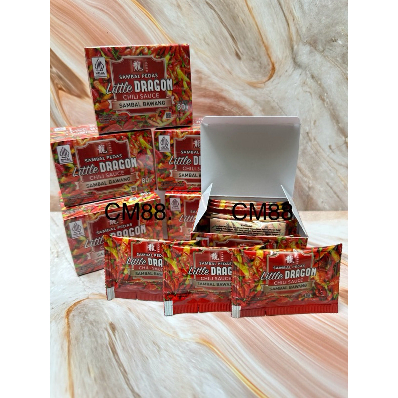 

Little Dragon Sambal Bawang Kemasan Sachet!! (1 box isi 10) praktis untuk dibawa kemana saja, 100% natural tanpa pengawet!