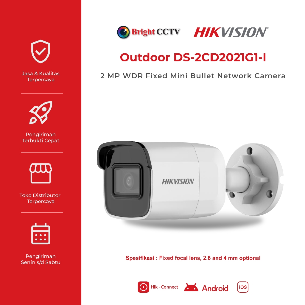 IP Camera Hikvision 2MP DS-2CD2021G1-I