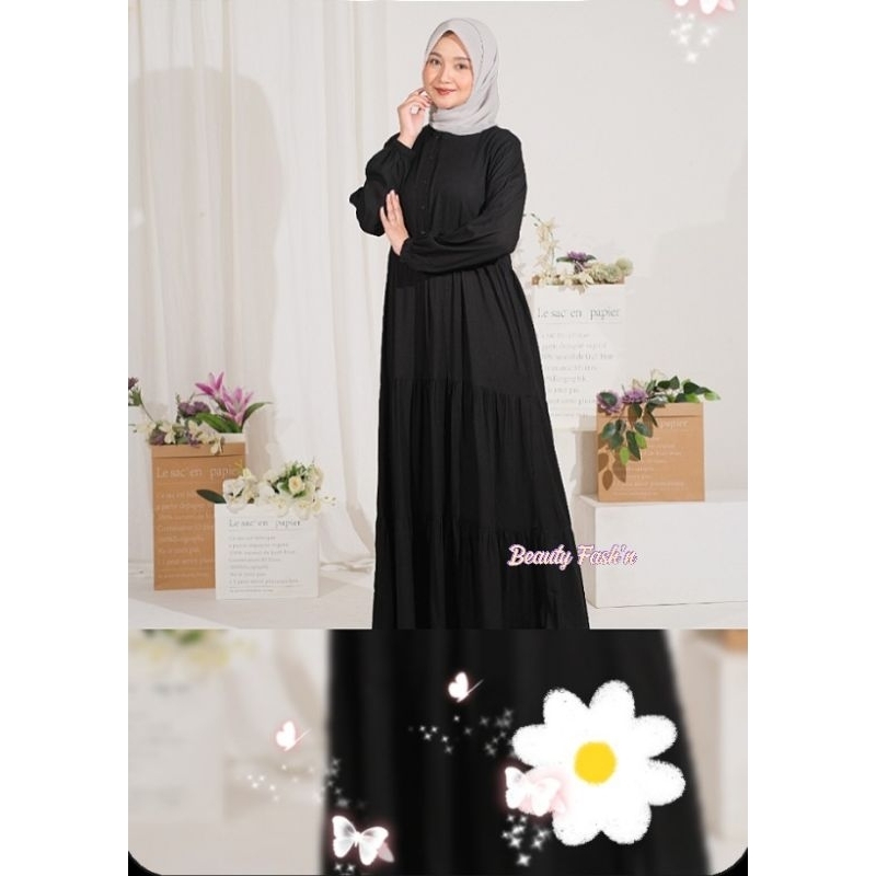 Gamis Katun Rayon Premium Gamis Polos Hitam Homeydres Katun Premium