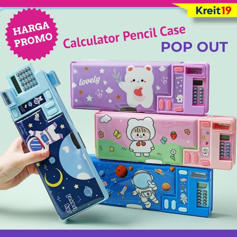 

tempat pensil kalkulator pop out viral kotak pensil lucu tombol rautan
