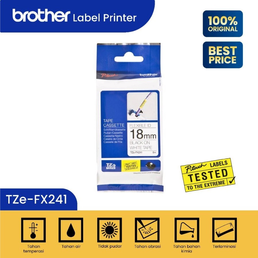 

Brother Label Tape TZE-FX241 18MM Black On White TZEFX241