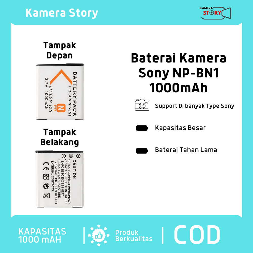 Baterai Kamera Sony NP-BN1 1000mAh - Battery Sony CYBERSHOOT DSC-W310 W320 W330 W350 W560 W570 W580 