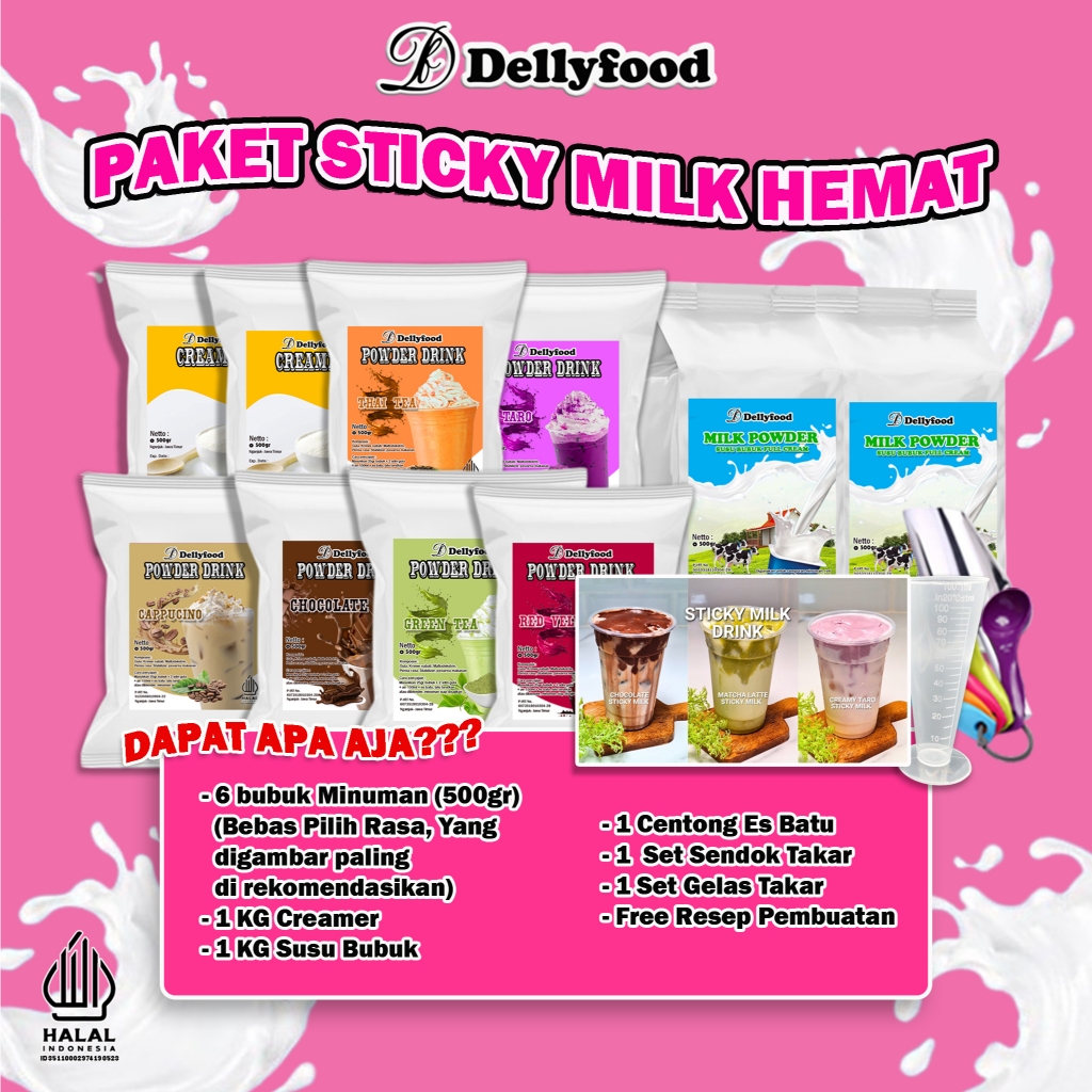 

Dellyfood Paket Usaha Sticky Milk Hemat / Minuman Kekinian Milk