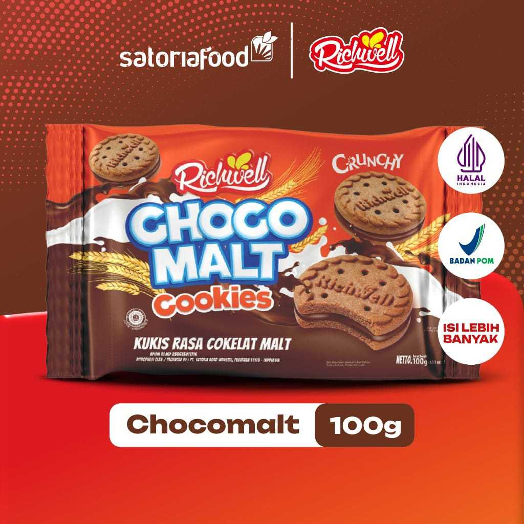

Richwell Chocomalt Cookies 100grm | Biskuit Sandwich creamy berlapis Chocomalt